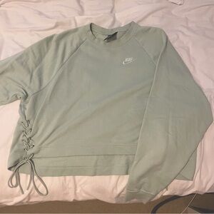 Teal Nike Sweatshirt Essential Fleece Cropped Lace Up Sides